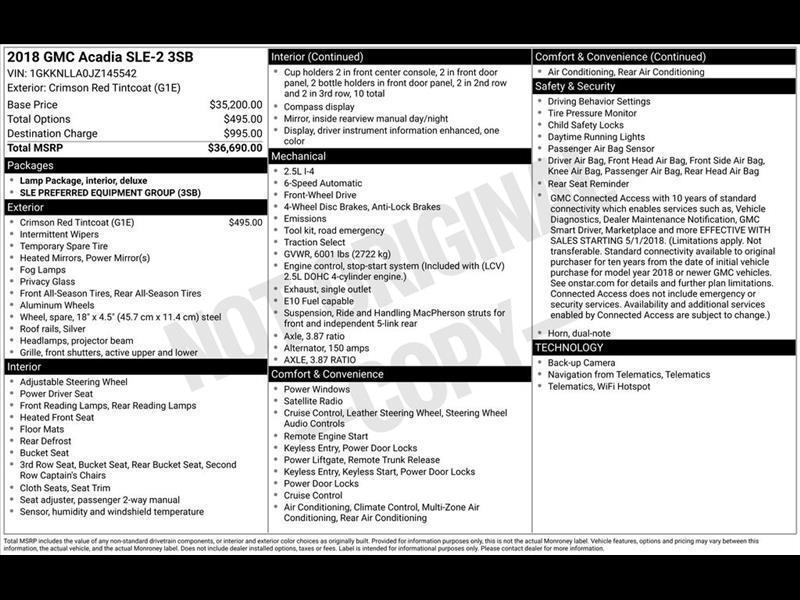 GMC Acadia SLE-2 FWD 2018