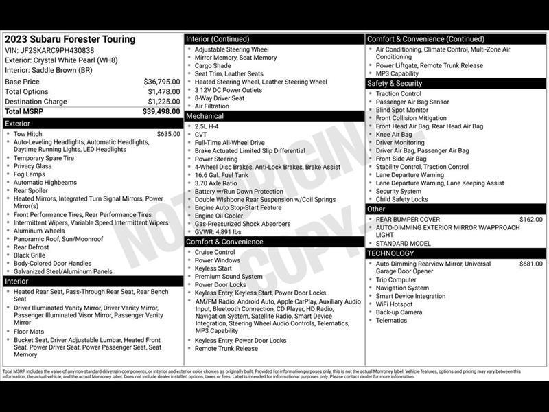 Subaru Forester Touring 2023