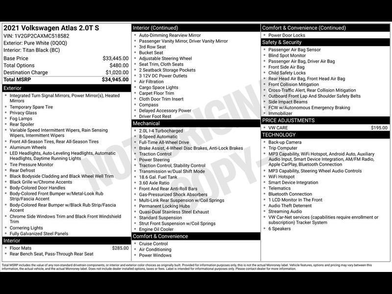 Volkswagen Atlas S 4MOTION 2021