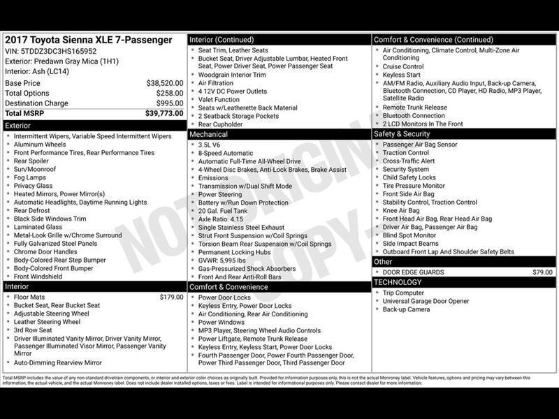 Toyota Sienna XLE 7-Passenger AWD 2017