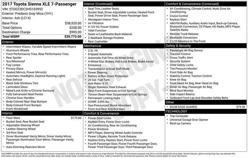 Toyota Sienna XLE 7-Passenger AWD 2017