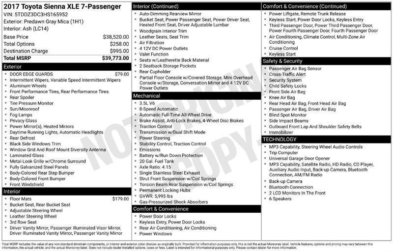 Toyota Sienna XLE 7-Passenger AWD 2017
