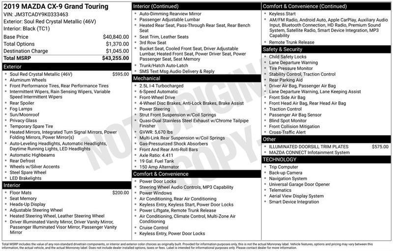 Mazda CX-9 Grand Touring FWD 2019