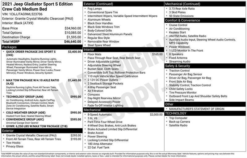 Jeep Gladiator Sport S 2021