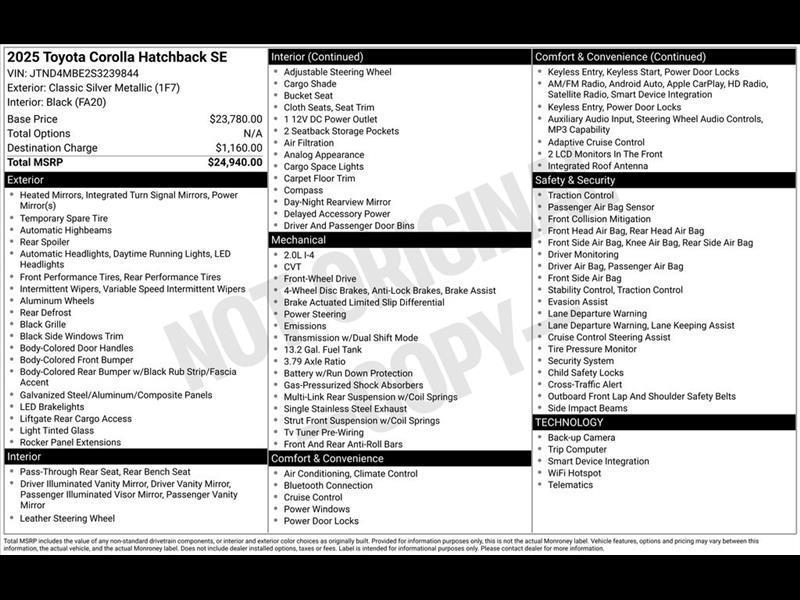 Toyota Corolla SE Hatchback 2025