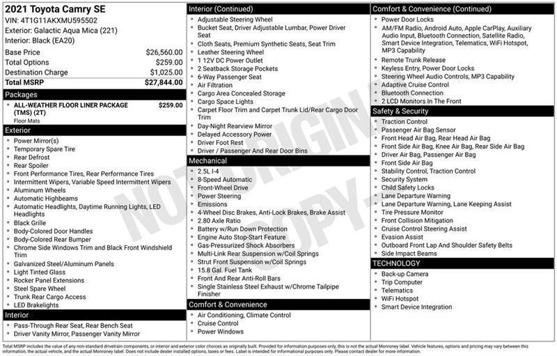 Toyota Camry SE 2021