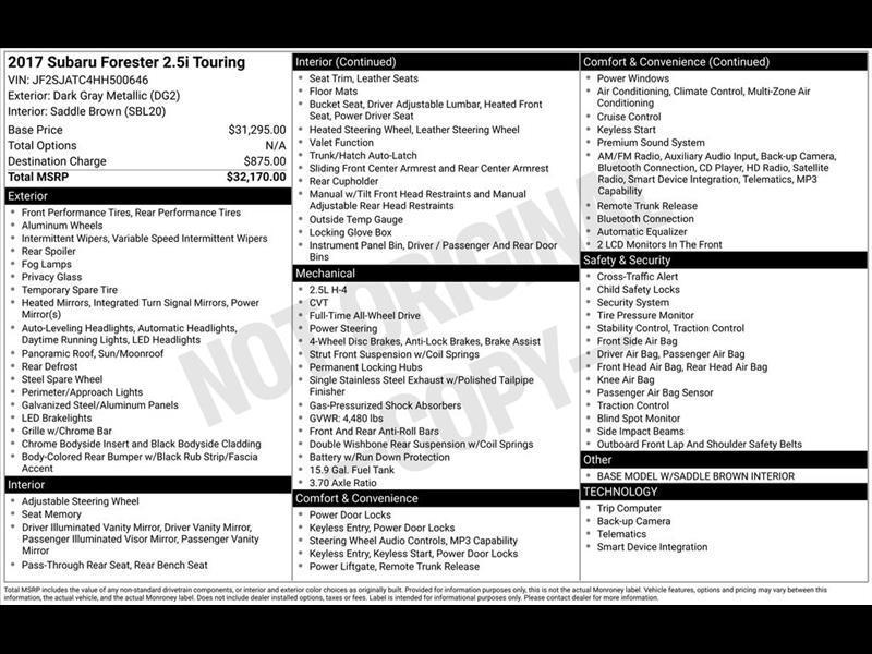 Subaru Forester 2.5i Touring 2017