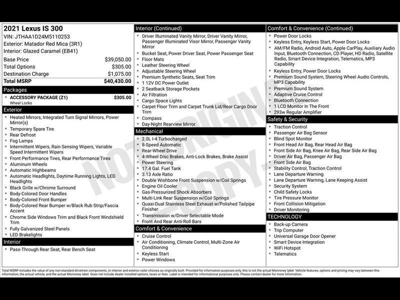 Lexus IS 300 RWD 2021