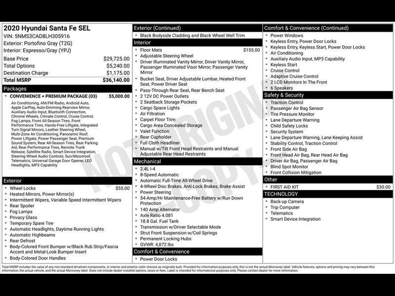 Hyundai Santa Fe SEL 2.4 AWD 2020