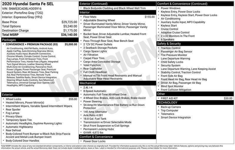 Hyundai Santa Fe SEL 2.4 AWD 2020