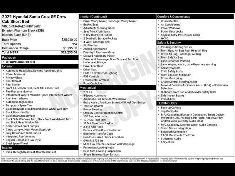 Hyundai Santa Cruz SE AWD 2022
