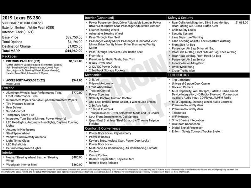 Lexus ES 350 Luxury 2019