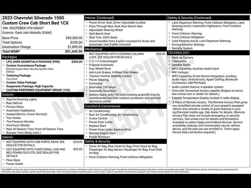 2023 Chevrolet Silverado 1500 Custom Crew Cab 4WD