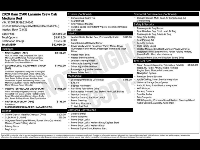 RAM 2500 Laramie Crew Cab SWB 4WD 2020