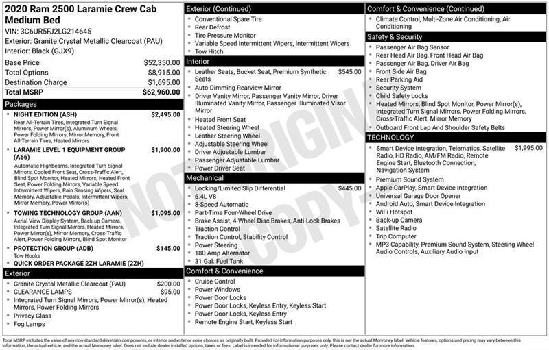 RAM 2500 Laramie Crew Cab SWB 4WD 2020