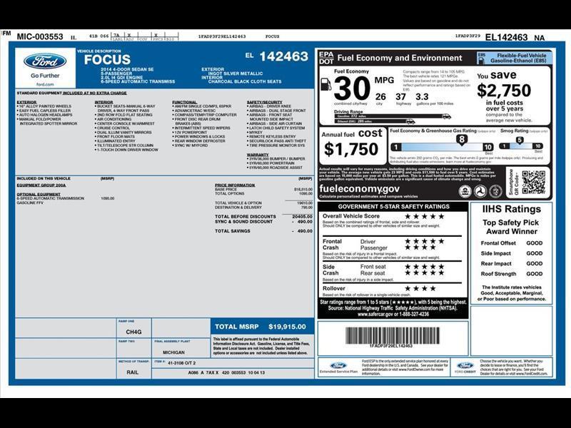 Ford Focus SE Sedan 2014