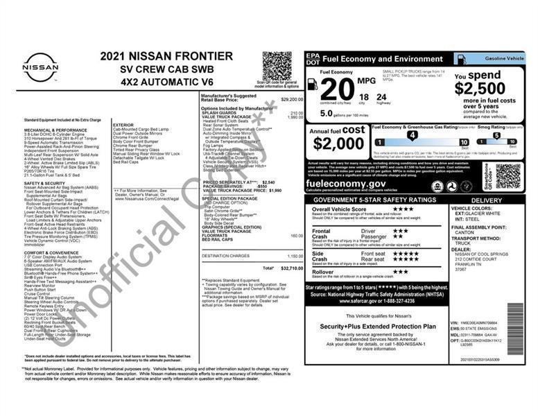 Nissan Frontier SV Crew Cab 2WD 2021