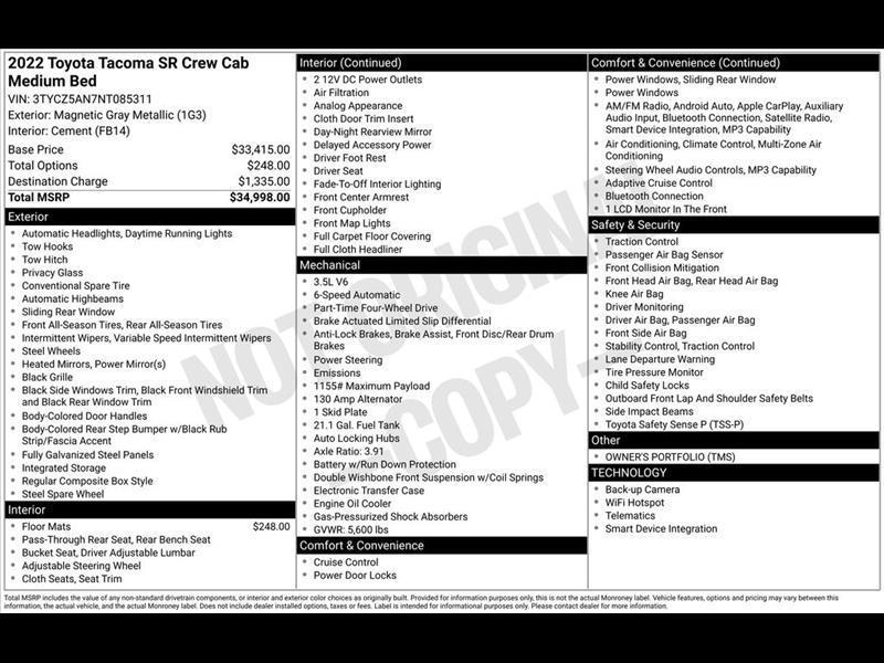 Toyota Tacoma SR5 Double Cab Long Bed V6 6AT 4WD 2022
