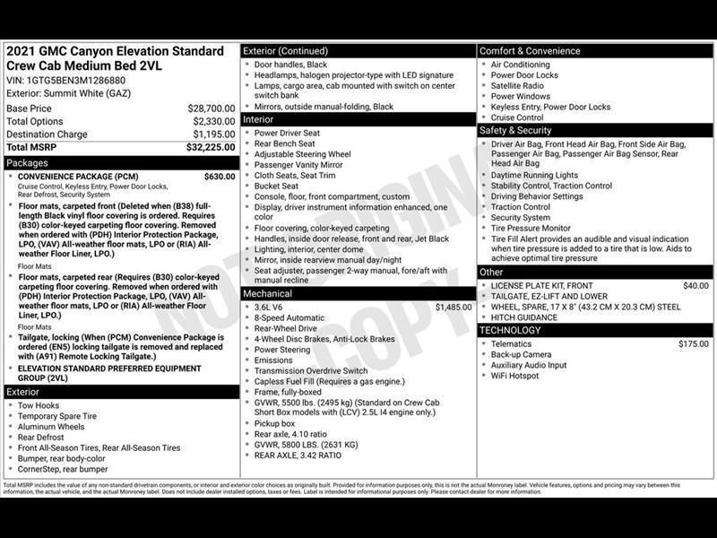 GMC Canyon Elevation Standard Extended Cab 2WD 2021