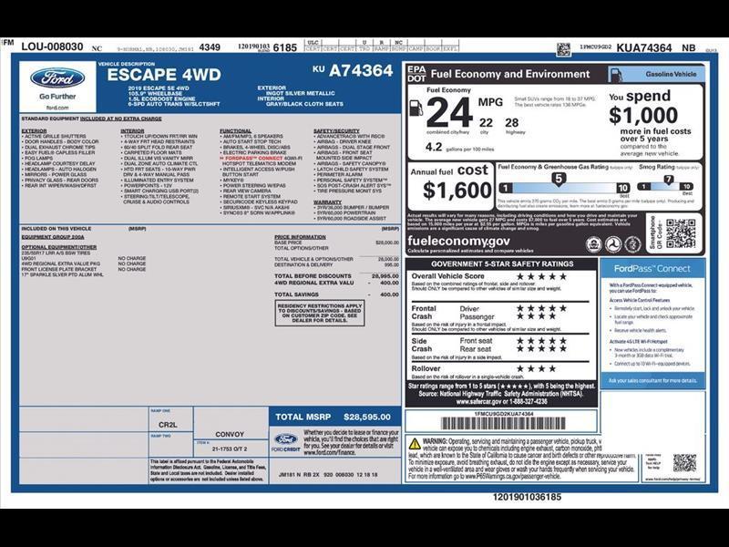 2019 Ford Escape SE 4WD