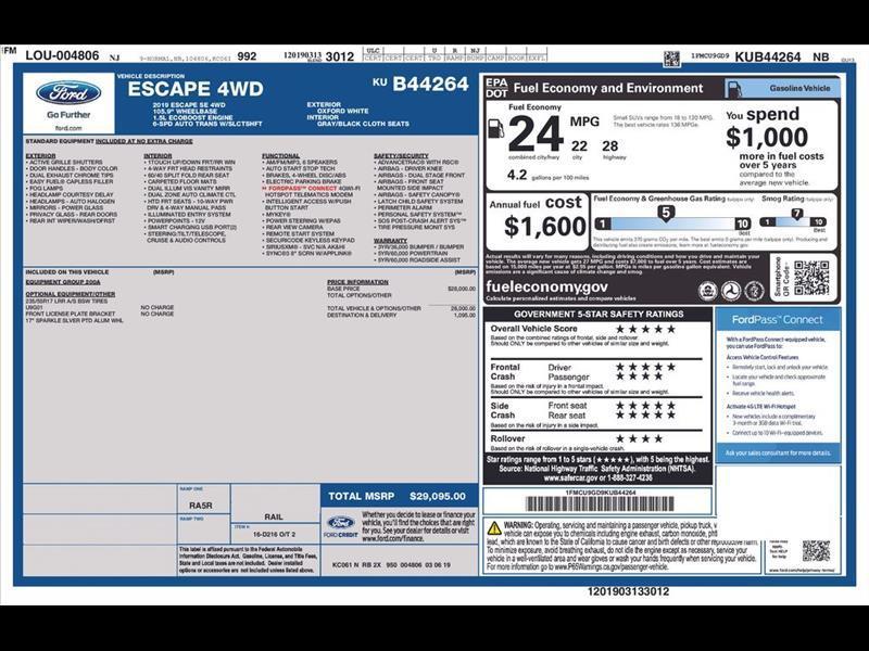 2019 Ford Escape SE 4WD