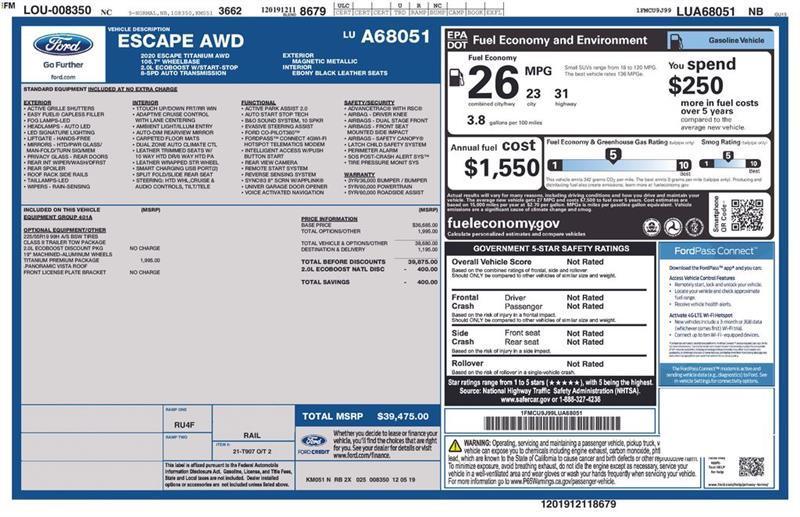 Ford Escape Titanium 4WD 2020