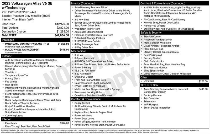 Volkswagen Atlas V6 SE w/Technology 4MOTION 2023