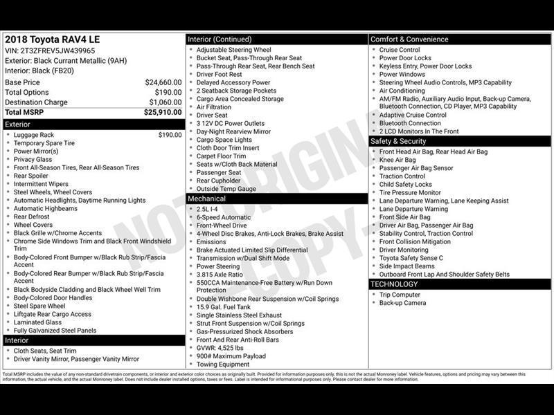 Toyota RAV4 LE FWD 2018