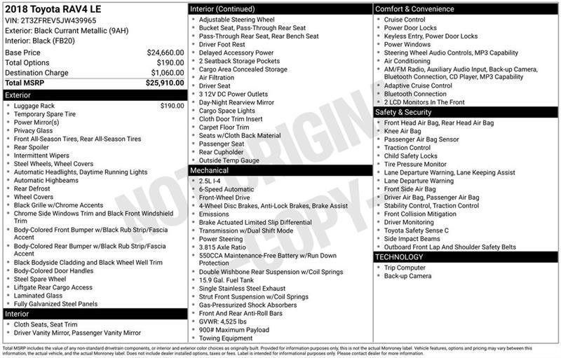 Toyota RAV4 LE FWD 2018