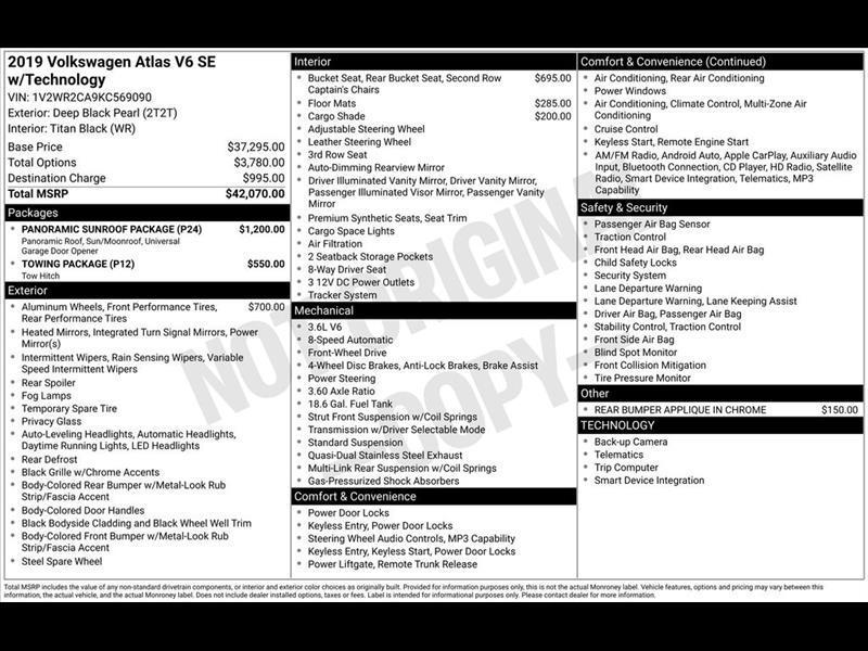 Volkswagen Atlas V6 SE w/Technology 2019
