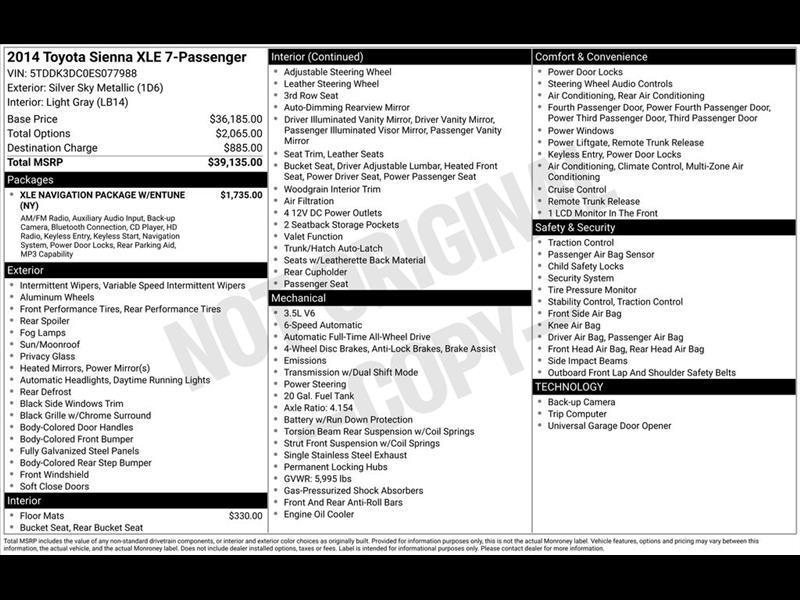 Toyota Sienna Limited AWD 7-Passenger V6 2014