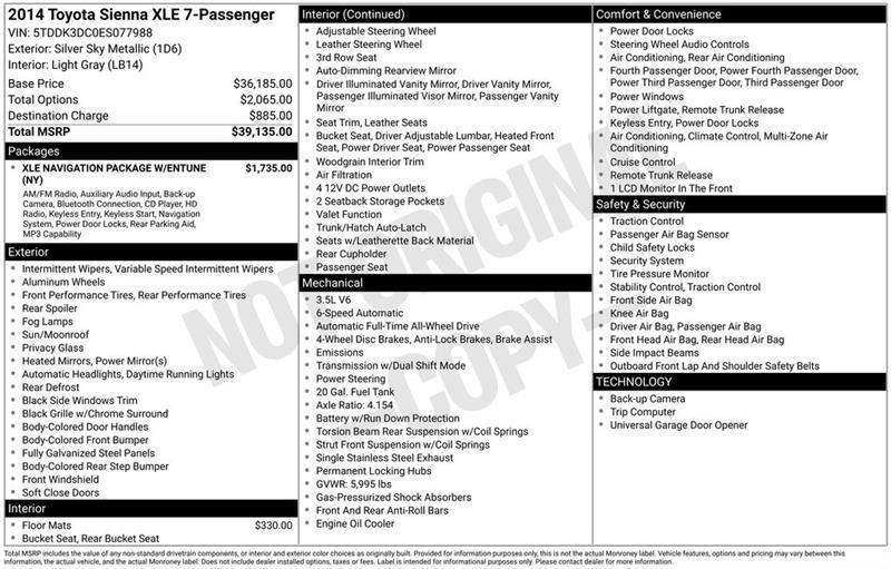 Toyota Sienna Limited AWD 7-Passenger V6 2014