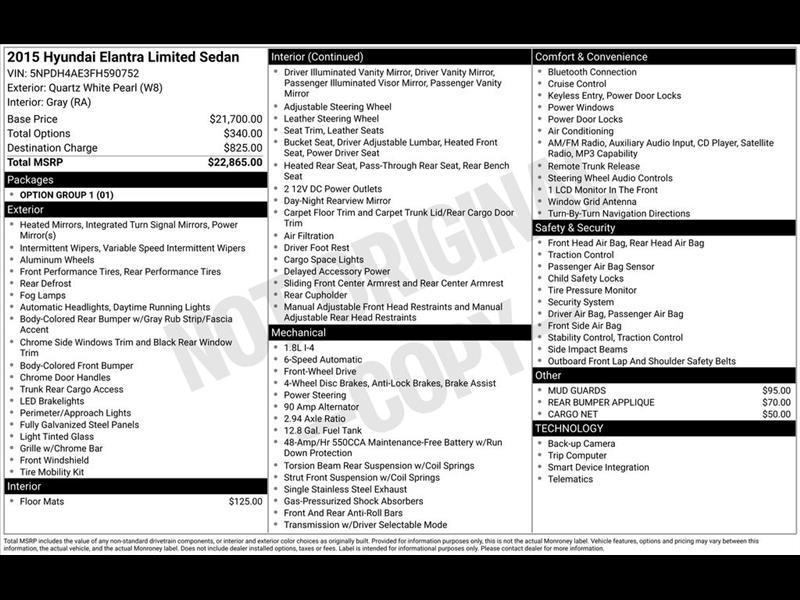 Hyundai Elantra Limited 2015