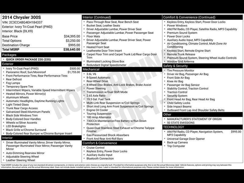 2014 Chrysler 300 S V6 RWD