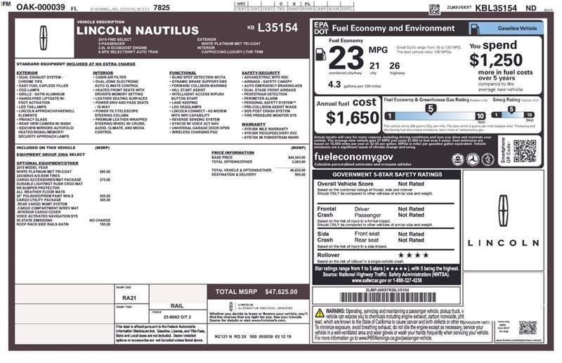 Lincoln Nautilus Select 2019