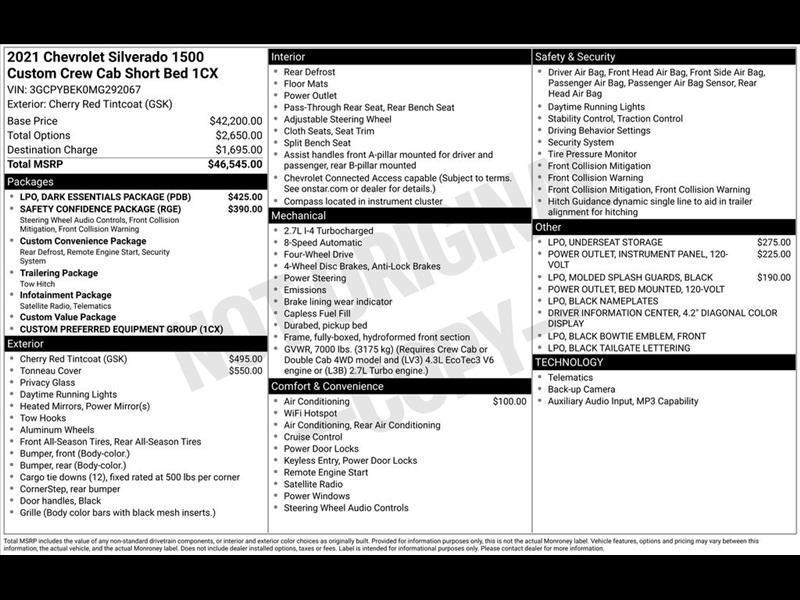 2021 Chevrolet Silverado 1500 Custom Crew Cab Long Box 4WD