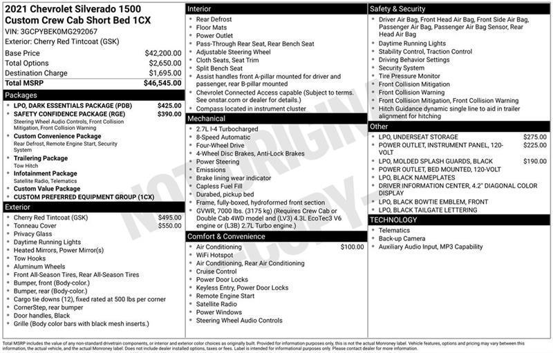 Chevrolet Silverado 1500 Custom Crew Cab Long Box 4WD 2021