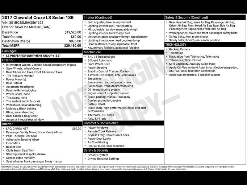 2017 Chevrolet Cruze LS Auto