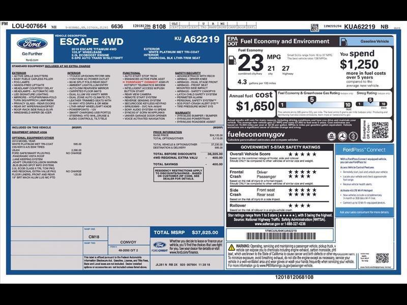 2019 Ford Escape Titanium 4WD