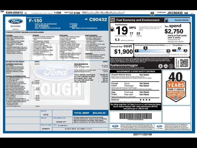 2018 Ford F-150 XLT SuperCrew 5.5-ft. Bed 4WD
