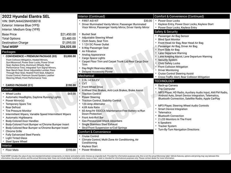 Hyundai Elantra SEL 2022