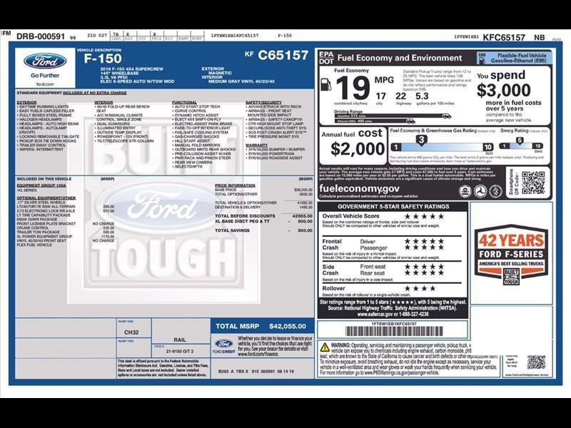 Ford F-150 XL SuperCrew 5.5-ft. Bed 2WD 2019