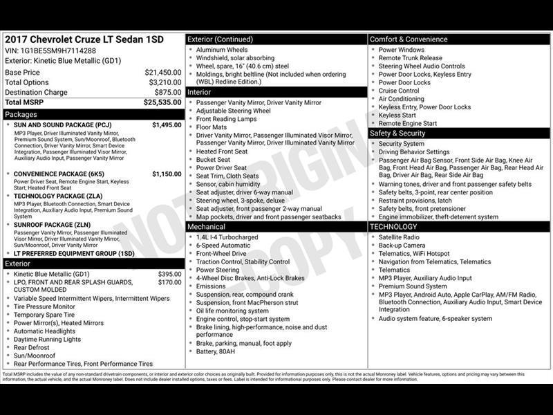 2017 Chevrolet Cruze LT Auto