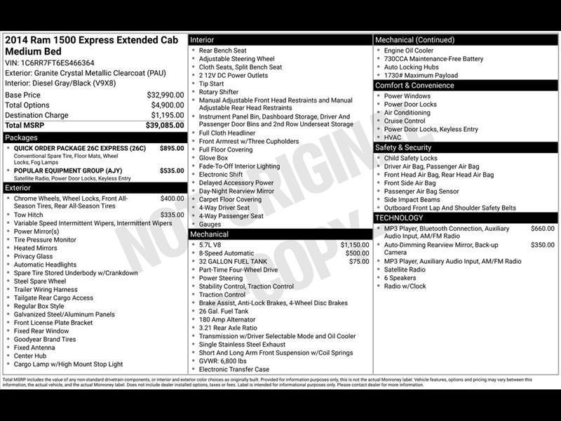 RAM 1500 Tradesman Quad Cab 4WD 2014