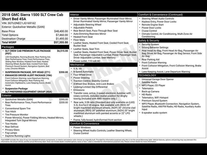 GMC Sierra 1500 SLT Crew Cab Long Box 4WD 2018