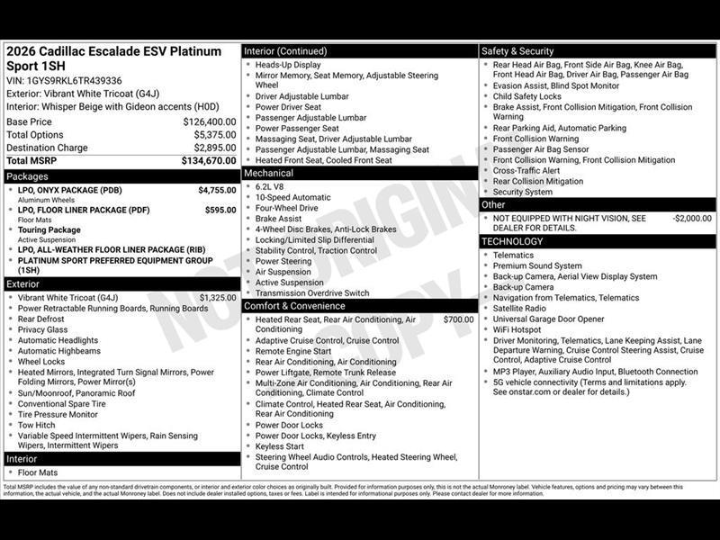 2026 Cadillac Escalade ESV Sport Platinum AWD