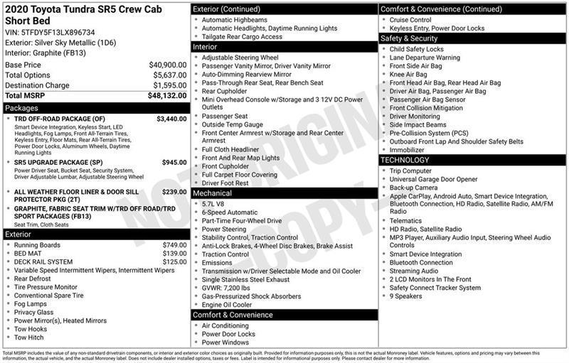 Toyota Tundra SR5 5.7L V8 CrewMax 4WD 2020
