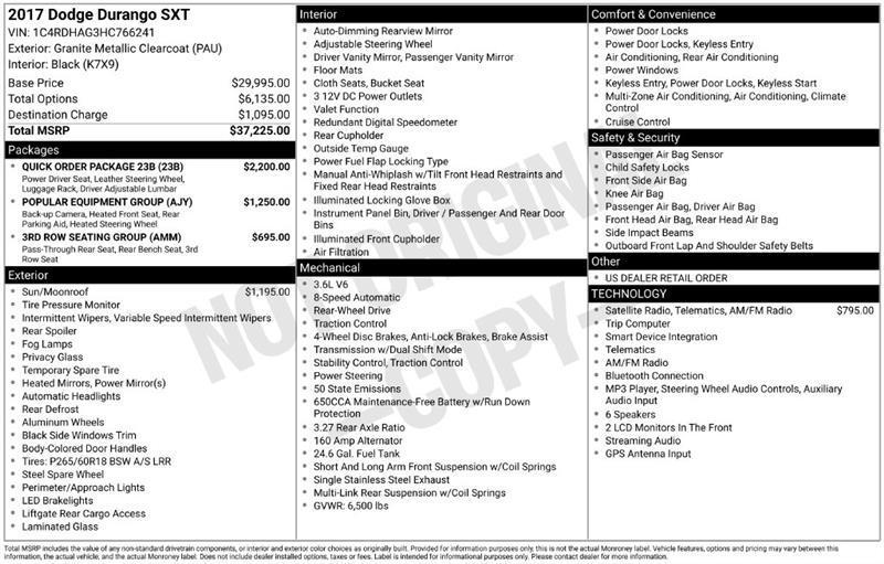 Dodge Durango SXT RWD 2017