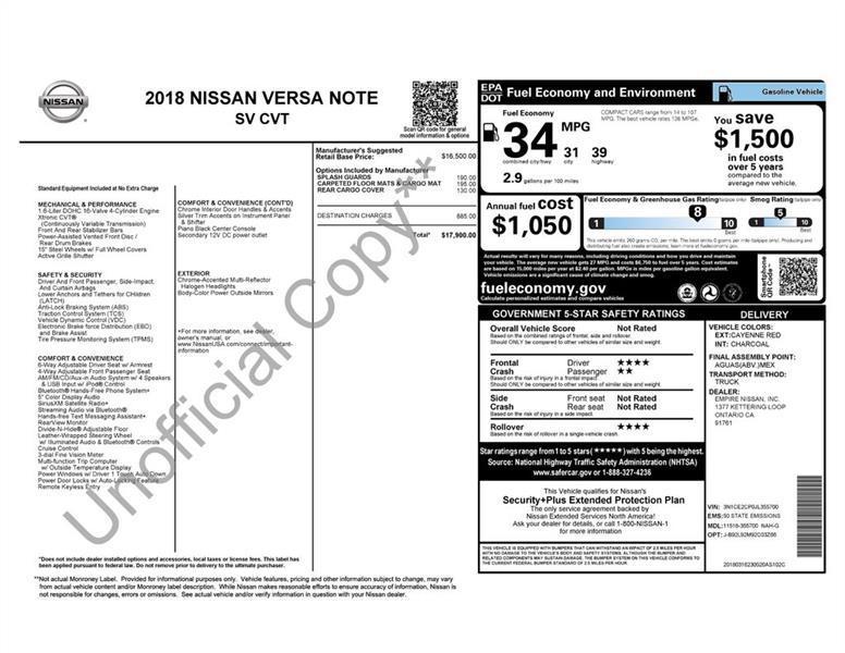 Nissan Versa Note SV 2018