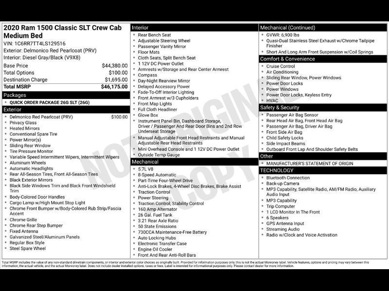 2020 RAM 1500 Classic Tradesman Crew Cab LWB 4WD